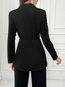Modelyn 女士不对称领水晶缀饰双排扣西装外套 - 黑色 - 查看 4