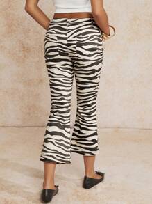 Forever 21 Women's Zebra Print Flared 3/4 Length Pants - Multicolor - View 6