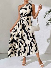 SHEIN PETITE Đầm Maxi In Họa Tiết Trễ Vai Thời Trang & Gợi Cảm Cho Nữ - Nhiều màu - Xem 4