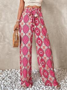 EURMUSE Bohemian Wide Leg Pant - Multicolor - View 1