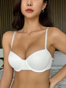 DAZY Minimalist Underwire Supportive Bra - White - View 7