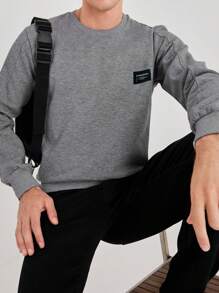 RueChic Men Letter Graphic Sweatshirt For Autumn & Winter - Grey - View 4