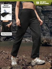 In My Nature Pantalones de diseño casual con botones, de moda, a juego con todo, para uso al aire libre, para mujeres - Negro - Ver 1
