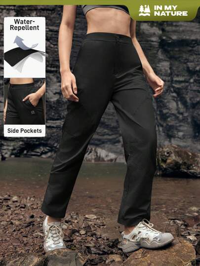 In My Nature Women's Button Straight Casual Fashion Street All-Match Design Outdoor Trousers