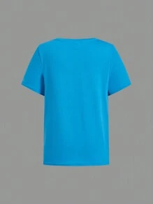 SHEIN Conjunto de 4 peças para meninos, camisetas soltas, casuais, com estampa gráfica, gola redonda, manga curta