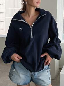 DAZY 女士立领半开宽松羊毛衫