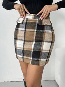 EMERY ROSE Women's Plaid Pencil Skirt - Multicolor - View 4