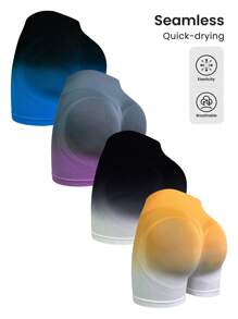 Seamluxe SHEIN Sport 女士渐变色印花高腰休闲运动短裤 - 彩色 - 查看 1