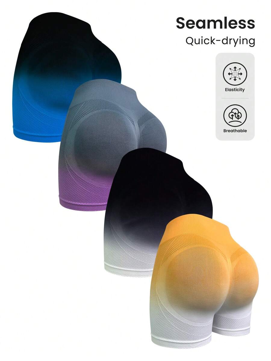 Seamluxe SHEIN Sport 女士渐变色印花高腰休闲运动短裤 - 彩色 - 查看 1