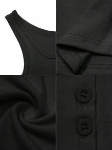 Áo hai dây nữ GAOVOT kiểu dáng Y2K gợi cảm, cổ vuông, cài nút, thích hợp mặc mùa xuân/hè, màu đen. - màu đen - Xem 9