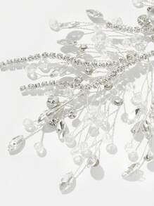 SHEIN Belle 1 件女士优雅、可爱水晶和珍珠手工编织金属/金属质感发饰，适合婚礼、蜜月、派对