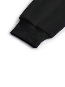 SHEIN 1 chiếc áo nỉ dài tay cổ đứng, màu đen trơn dành cho nữ, kiểu dáng áo dài tay, thích hợp cho lễ tốt nghiệp, tựu trường, giáo viên, áo len mùa thu. - màu đen - Xem 4
