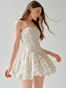 Enchnt Robe bandeau à imprimé floral pour femme