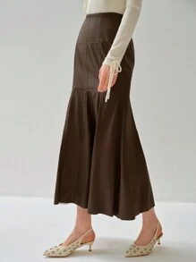 Enchnt Damen unifarbener, minimalistischer, lässiger Rock