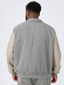 Manfinity VCAY Plus Size Men Casual Patchwork Long Sleeve Jacket For Fall/Winter - Multicolor - View 4