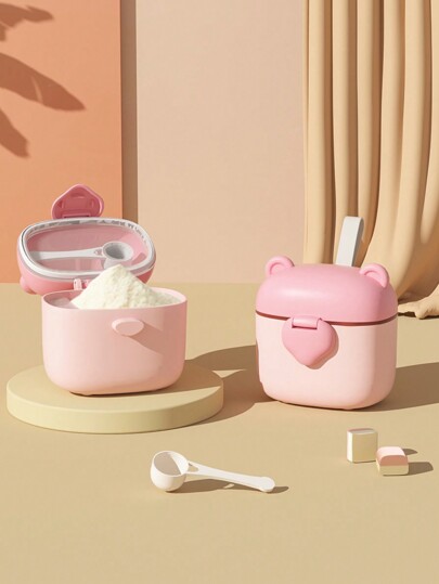 1pc Baby Portable Formula Milk Powder Dispenser Snack Storage Container, Cute Cartoon Bear Design