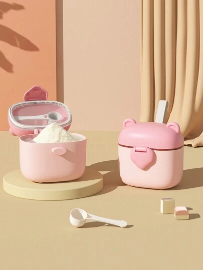 1pc Baby Portable Formula Milk Powder Dispenser Snack Storage Container, Cute Cartoon Bear Design