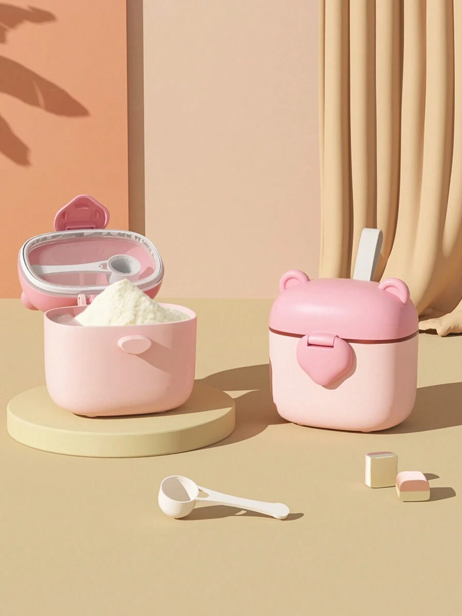 1pc Baby Portable Formula Milk Powder Dispenser Snack Storage Container, Cute Cartoon Bear Design