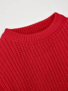 Cozy Pixies Baby Girl Casual Pullover Crew Neck Red Sweater - Red - View 5
