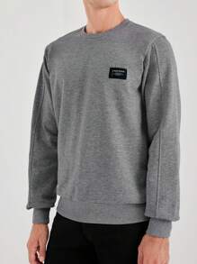 RueChic Men Letter Graphic Sweatshirt For Autumn & Winter - Grey - View 3