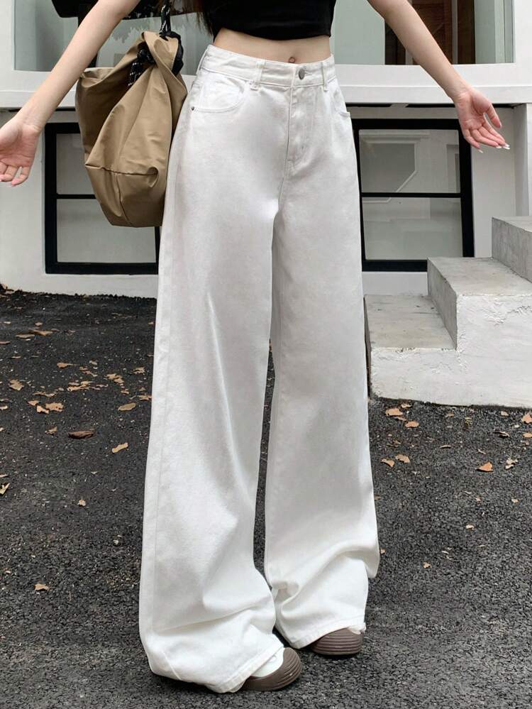 Women's Solid Color Simple Casual Jeans