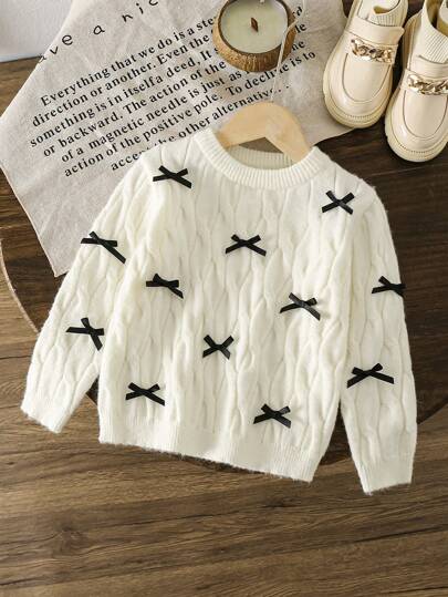 LMoss Kids LMoss Young Girl Young Girl Casual Sweater With Bow Decoration,In Fall/Winter