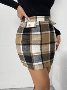 EMERY ROSE Women's Plaid Pencil Skirt - Multicolor - View 5
