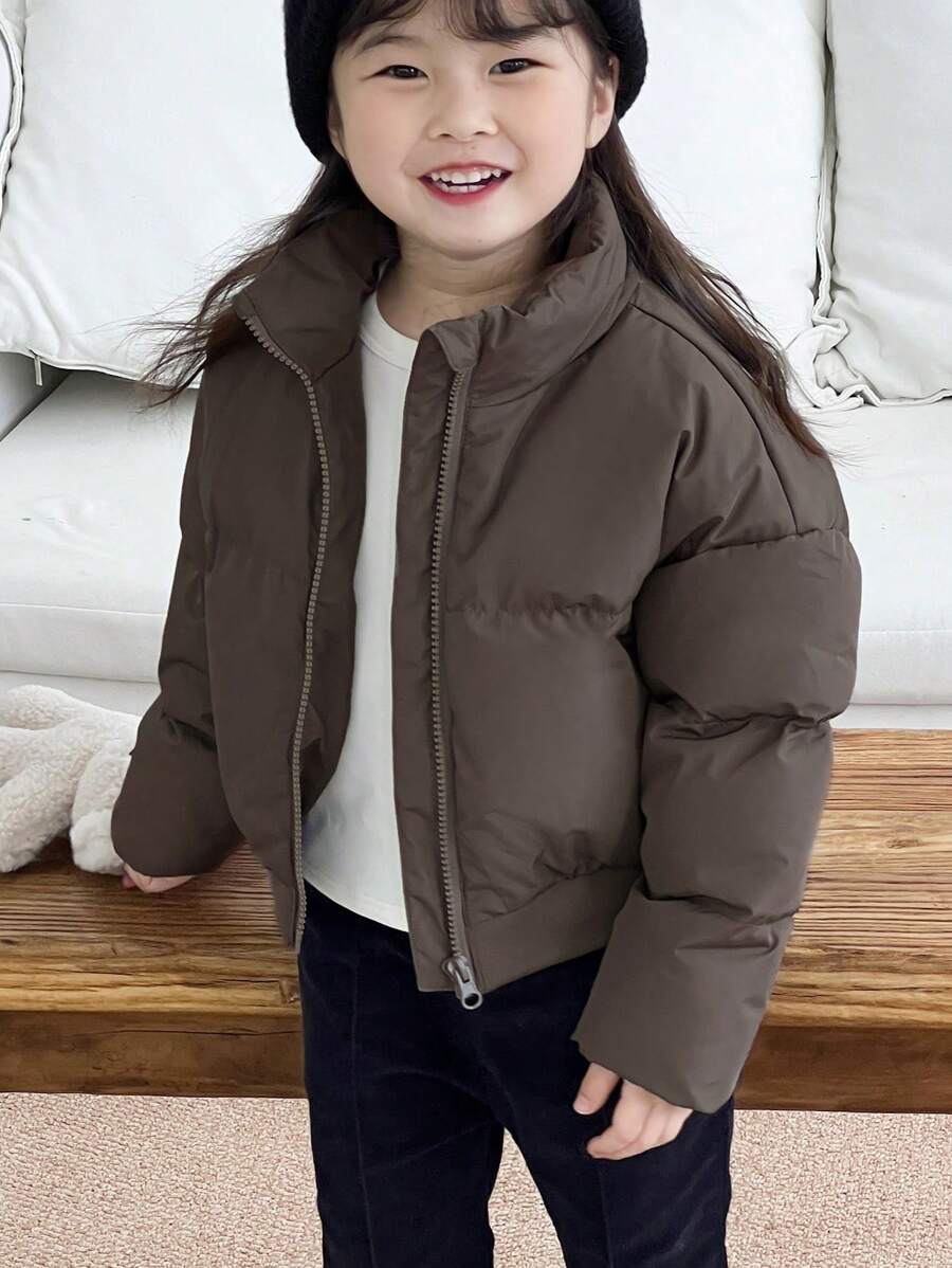 Dazy Kids Girls Solid Color Jacket, Young Girl Fall Clothes - Grey - View 1