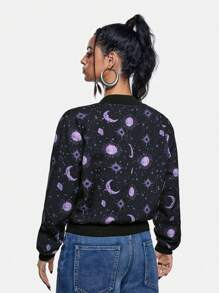 Ayrana Barboza Áo khoác bóng chày Halloween Dark Moons And Stars dành cho nữ, màu đen, áo khoác nữ, cho ngày lễ, kỳ nghỉ, đi chơi, lễ hội, phù hợp với Ibiza - màu đen - Xem 5