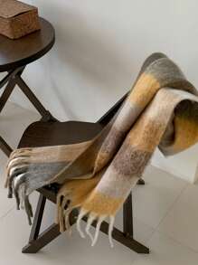 DAZY Women's Two-Tone Fringe Warm Scarf For Winter - Yellow - View 6