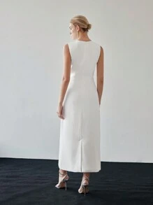 MOTF PREMIUM ĐẦM DÀI KHÔNG TAY SEQUIN THẲNG TUYỆT VỜI - trắng - Xem 6