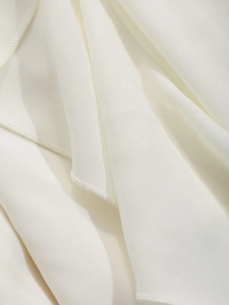 Women's Solid Color Ruffled Collar Hollow Out Elegant Long Sleeve Dress, Birthday ,New Year Eve Prom Dress,Fall Clothes,Back To School Clothes Maxi Dress