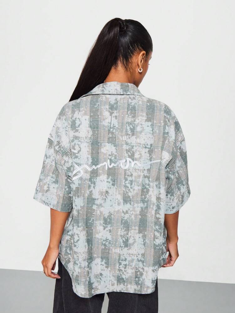 SUMWON WOMEN Punk Checked Shirt With Letter Graphic Print