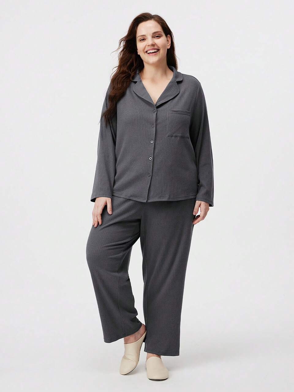 Comfy Basic Ribbed Long PJ Set