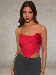 Forever 21 Summer New Arrivals Strapless Romantic Chiffon Floral Party Top - White - View 5