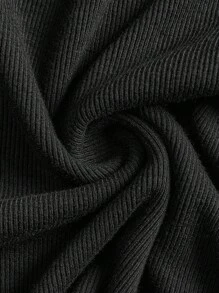 BizChic Blusa de punto de ajuste ceñido con hombro descubierto asimétrico y contraste de color, casual de negocios para mujeres - Blanco y Negro - Ver 8