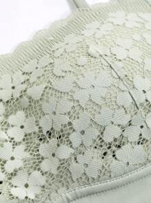 DAZY Floral Lace Bustier Bra With Wireless,Back To School Clothes - Green - View 9