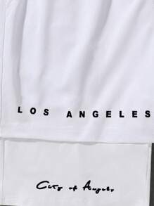 Manfinity EMRG Letter & Cross Print Drawstring Summer Double Layer Shorts - White - View 4