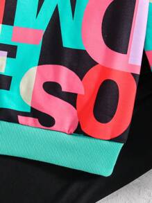 Sparklyn 2 件套青少年女孩时尚字母印花运动衫和紧身裤套装 - 綠色 - 查看 4