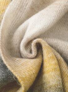 SHEIN LUNE Plus Size Women Ombre Knitted Long Sleeve Cardigan - Multicolor - View 3