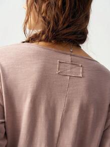 Bohemela Effen kleur ronde hals lange mouw maxi T-shirt voor dames