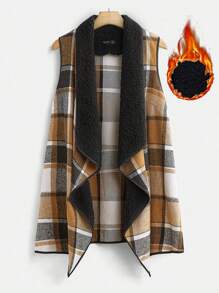 Calvaya Plus Size Sleeveless Vest With Collar Fur Detail, For Winter - Multicolor - View 4