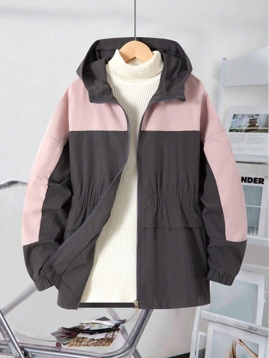 Tween Girls' Contrast Color Zip Up Hoodie Jacket, Casual & - Multicolor - View 1