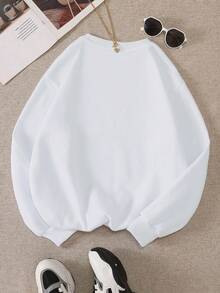 SHEIN EZwear Spicy Chilli Graphic Sweatshirt For Women - White - View 2