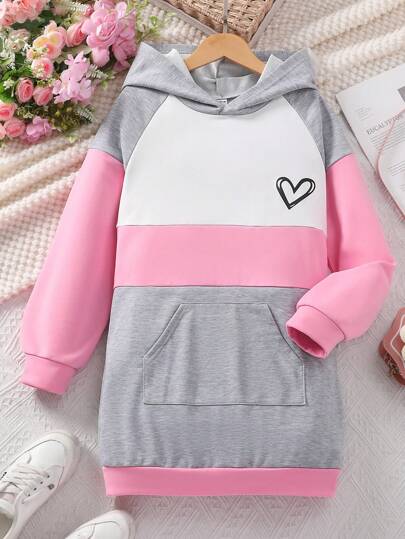 Sparklyn Tween Girl Patchwork Hooded Sweatshirt, Autumn Winter