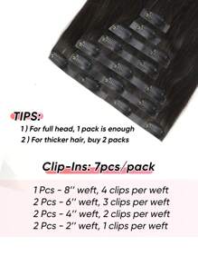 Seamless Clip Ins 115g Silky Straight 1B# Natural Black PU Seamless 7PCS Clip In Human Hair Extensions Clip Ins Hair Extensions - S1B - View 7