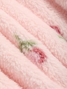 DAZY Flannel Sweet Pattern Allover Print Ruffle Hem Thick Nightgown Pajama,Thermal Lined Fall,Winter - Pink - View 7