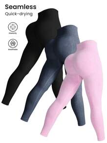 SHEIN Sports Legging esportiva de cintura ajustada com bolso, uso casual diário - Multicolorido - Visão 1