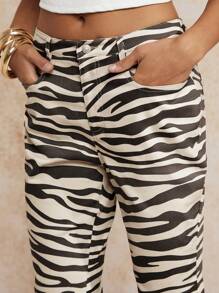 Forever 21 Women's Zebra Print Flared 3/4 Length Pants - Multicolor - View 3