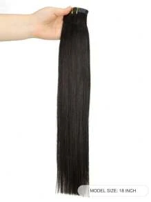 Seamless Clip Ins 115g Silky Straight 1B# Natural Black PU Seamless 7PCS Clip In Human Hair Extensions Clip Ins Hair Extensions - S1B - View 2